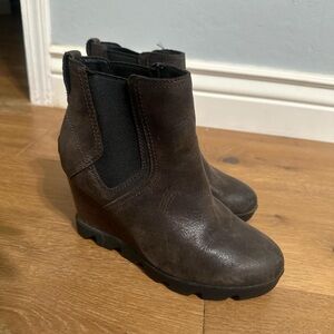 Sorel Brown Wedge Ankle Boots